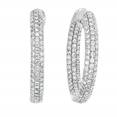 Lot 217 - Pair of White Gold and Diamond Hoop Earrings