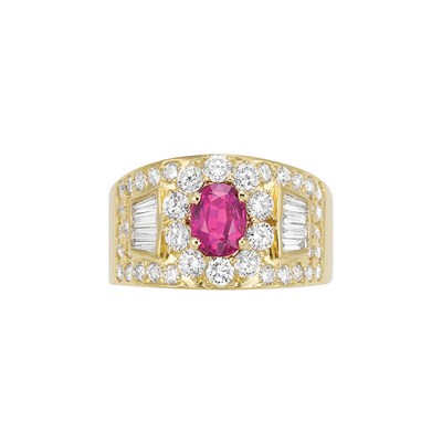 Lot 172 - Gold, Ruby and Diamond Band Ring