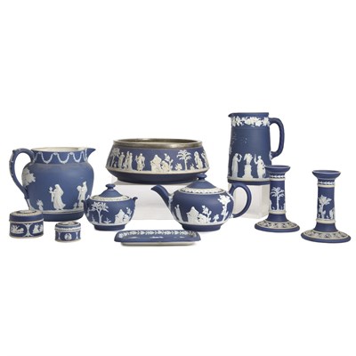 Lot 314 - Group of Wedgwood Blue Jasperware Articles...