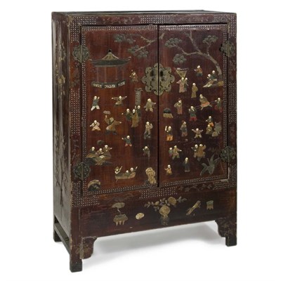 Lot 151 - Chinese Export Lacquered and Hardstone Inlaid...