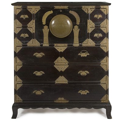 Lot 141 - Korean Brass Mounted Hardwood Chest Height 48...