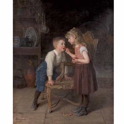 Lot 4 - Paul Seignac French, 1826-1904 Fed Cherries...