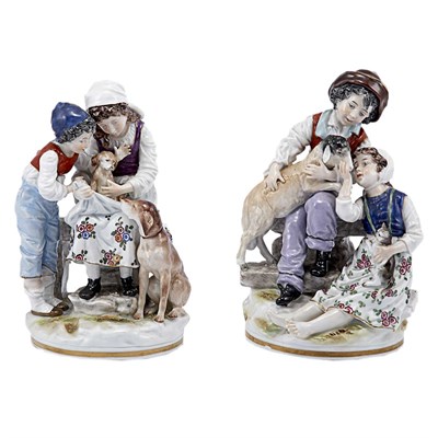 Lot 349 - Pair of Dresden Porcelain Figural Groups of...