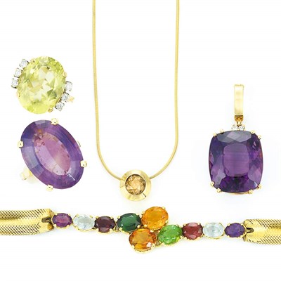 Lot 124 - Group of Gold and Gem-Set Jewelry