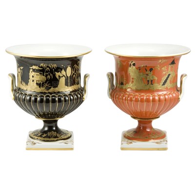 Lot 386 - Pair of Chinoiserie Decorated Porcelain Urns...