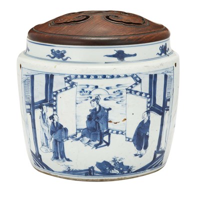Lot 129 - Chinese Blue and White Glazed Porcelain Jar...