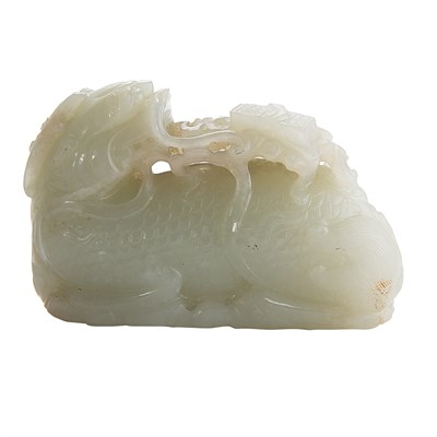 Lot 243 - Chinese Celadon Jade Qilin 19th Century Carved...