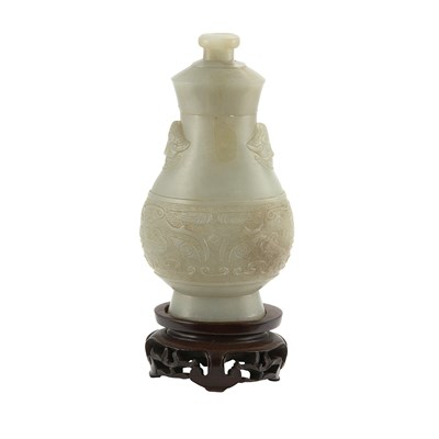 Lot 266 - Chinese Celadon Jade Covered Vase 19th Century...