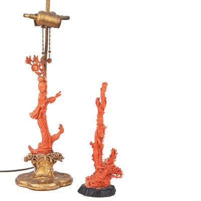 Lot 364 - Two Chinese Coral Figural Carvings 19th...