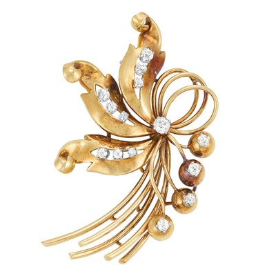 Lot 315 - Gold and Diamond Bow Clip-Brooch