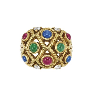 Lot 49 - Gold, Cabochon Colored Stone and Diamond Ring, Sabbadini