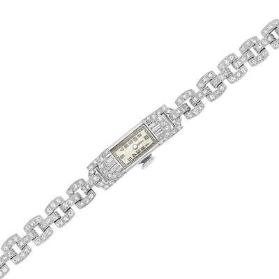 Lot 159 - Platinum and Diamond Wristwatch