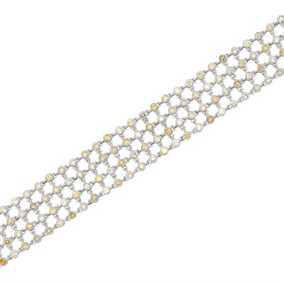 Lot 218 - Four Strand Platinum and Multicolored Diamond Chain Bracelet