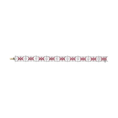 Lot 152 - Platinum, Diamond and Ruby Bracelet
