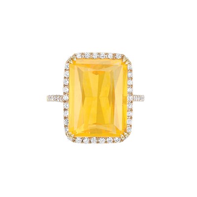 Lot 273 - Gold, Fire Opal and Pink Diamond Ring