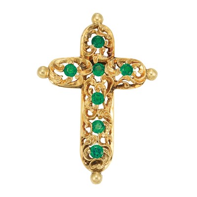Lot 189 - Antique Gold and Demantoid Garnet Cross Brooch