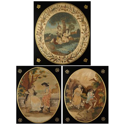 Lot 218 - Group of Three Figural English Needlework...