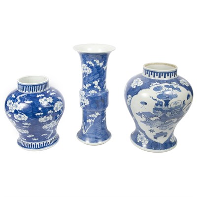 Lot 264 - Three Chinese Blue and White Glazed Porcelain...