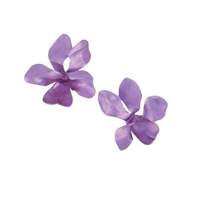 Lot 231 - Pair of Gold and Purple Titanium Flower Earclips, JAR