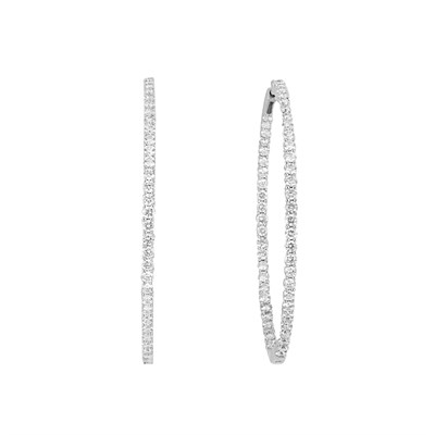Lot 107 - Pair of White Gold and Diamond Hoop Earrings