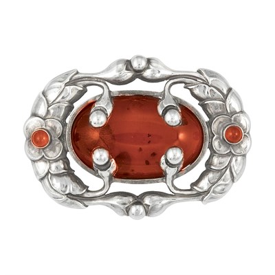 Lot 12 - Sterling Silver and Amber Brooch, Georg Jensen