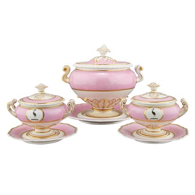 Lot 224 - English Pink and Gilt Decorated Porcelain...