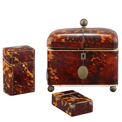 Lot 194 - Regency Tortoise Shell Tea Caddy Height 7...