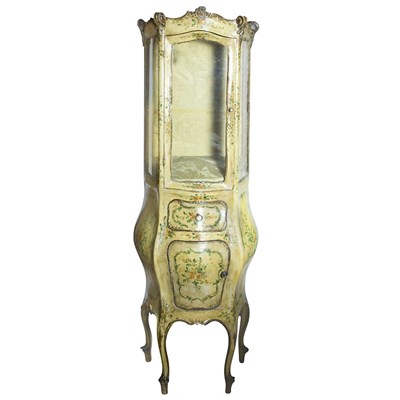 Lot 173 - Venetian Floral Painted Bombe Vitrine Height...