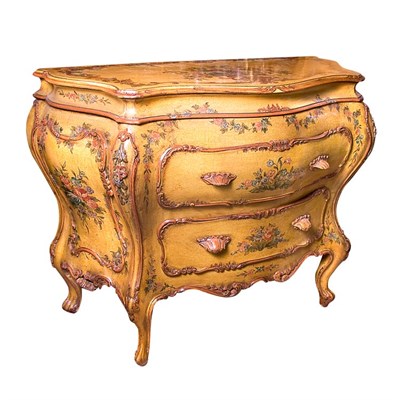 Lot 447 - Italian Rococo Style Floral Painted Bombe...
