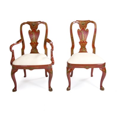 Lot 289 - Set of Eight Queen Anne Style Chinoiserie...