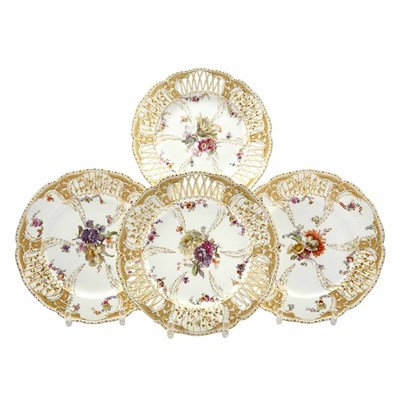 Lot 556 - Two Similar Pairs of KPM Porcelain Plates Each...