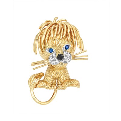 Lot 43 - Gold, Diamond and Sapphire Lion Clip-Brooch, Van Cleef & Arpels