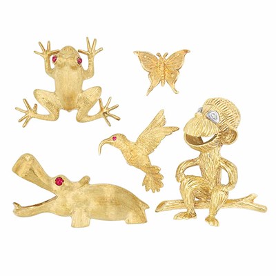 Lot 9 - Group of Gold Animal Pins