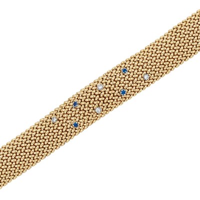 Lot 143 - Gold, Diamond and Sapphire Bracelet-Watch