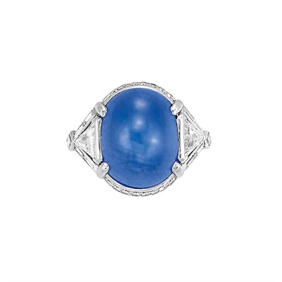 Lot 611 - Platinum, Star Sapphire and Diamond Ring