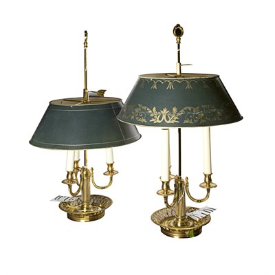 Lot 409 - Pair of George III Style Brass Bouillotte...