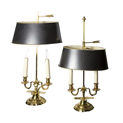 Lot 150 - Pair of Georgian Style Brass Bouillotte Lamps...