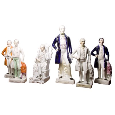 Lot 122 - Group of Six Staffordshire Pottery Figures of...