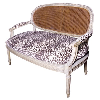 Lot 153 - Louis XV Style Caned and Painted Wood Settee...