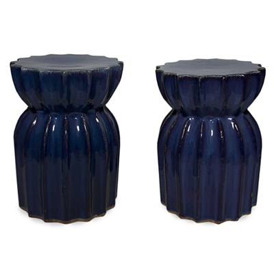Lot 106 - Pair of Blue Glazed Ceramic Garden Stools