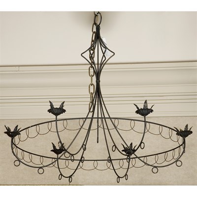 Lot 116 - Curved Metal Six-Light Chandelier Height 36...