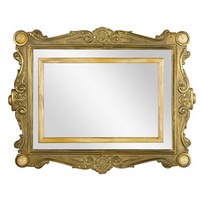 Lot 114 - Brass and Marble Framed Mirror Height 16...