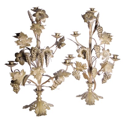Lot 264 - Pair of Louis XV Style Gilt-Metal Five-Light...