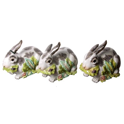 Lot 176 - Set of Three Porcelain Figures of Rabbits