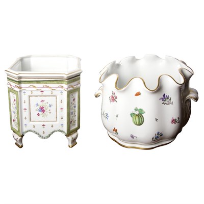 Lot 177 - Ginori Porcelain Jardiniere; Together with a...