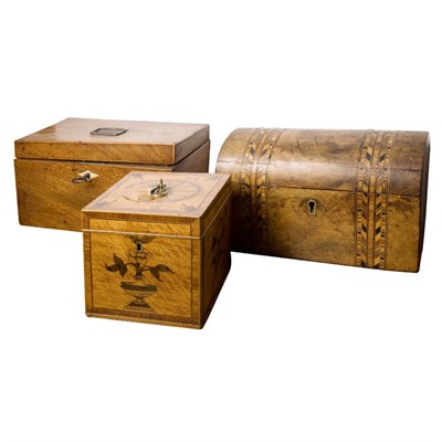 Lot 184 - Group of Three Georgian Style Wood Tea Caddies