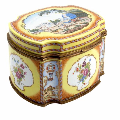 Lot 554 - Gilt-Metal Mounted Porcelain Dresser Box Of...