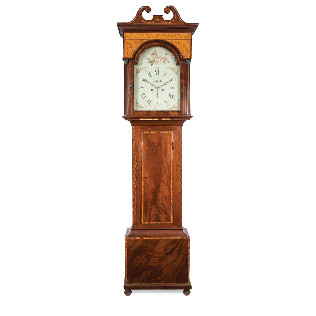 Lot 107 - Regency Satinwood Inlaid Mahogany Tall Case...