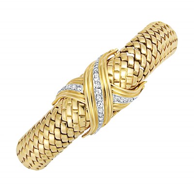 Lot 330 - Gold and Diamond Bracelet-Watch, Gubelin