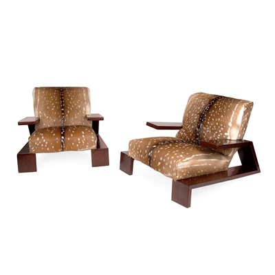 Lot 110 - Pair of Art Deco Style Club Chairs Mahogany...